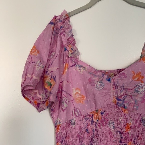 LoveShackFancy Dress Jarrah Pink Floral Royal Pink Berry Women's Medium Preppy - Picture 4 of 12